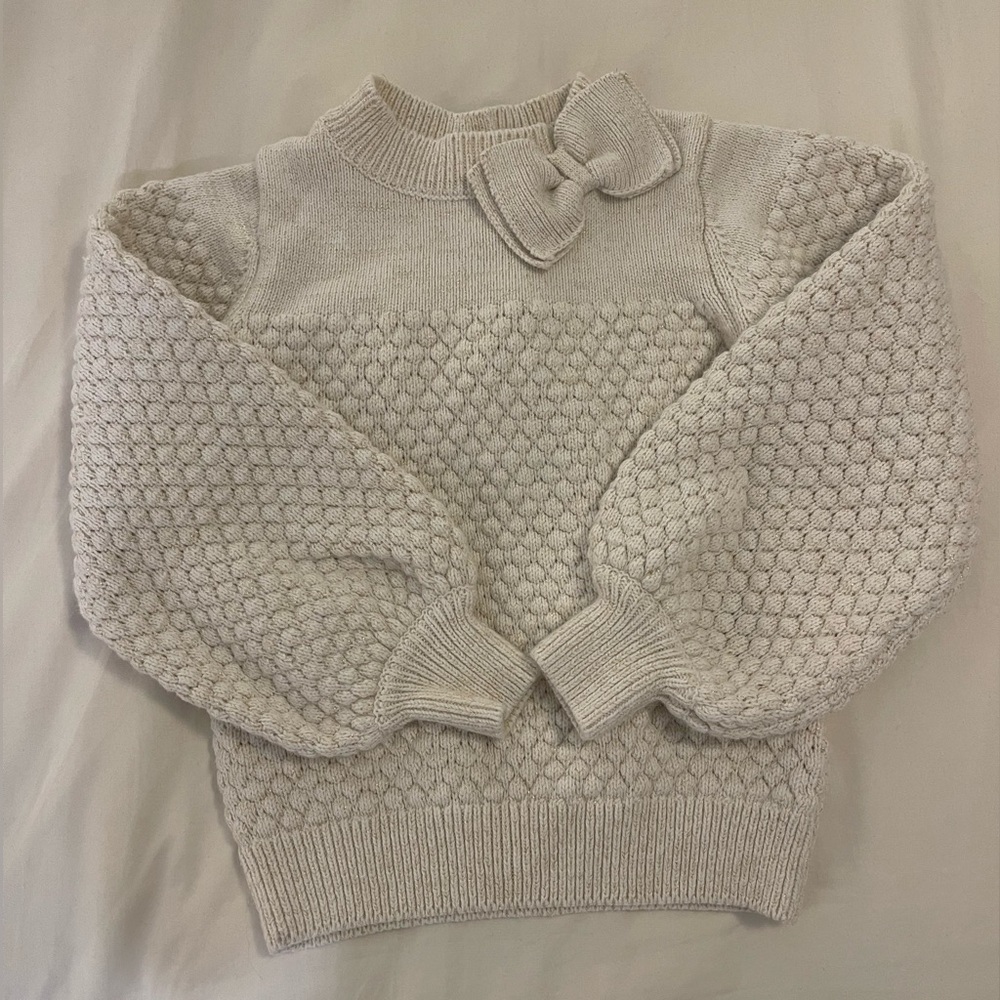 Janie and Jack girls size 7 cream and gold sweater